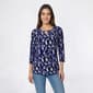 Womens Kasper 3/4 Sleeve Keyhole Neck Colorful Smudge Blouse - image 1
