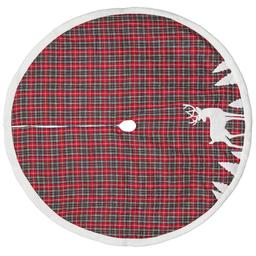 Dyno Seasonal 48in. Plaid Deer Applique Tree Skirt