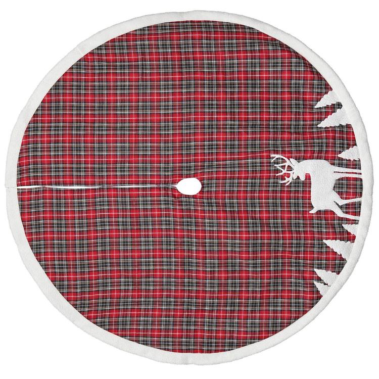 Dyno Seasonal 48in. Plaid Deer Applique Tree Skirt