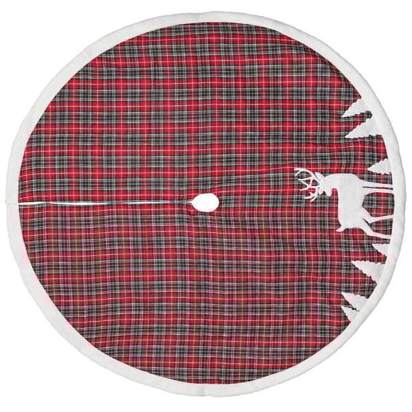 Dyno Seasonal 48in. Plaid Deer Applique Tree Skirt