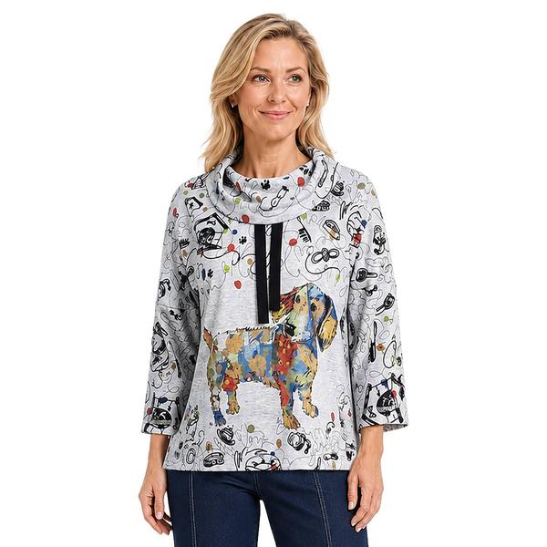 Womens Ali Miles Long Sleeve Pull Over Cowl Neck With Drawstring - image 