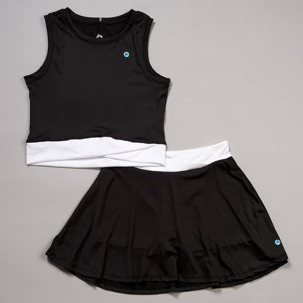 Girls (7-12) RBX 2pc. Crossover Tank & Skort Set - Black/White