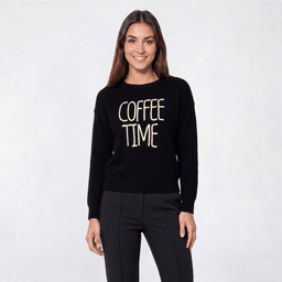 Petite Rio & Rian Long Sleeve Coffee Time Sweater