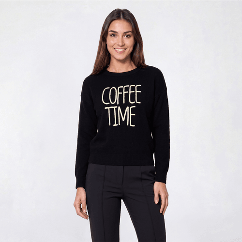Womens Rio & Rian Long Sleeve Coffee Time Sweater - image 