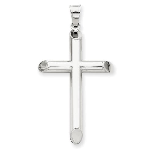 Unisex 14kt. White Gold Hollow Cross Pendant - image 