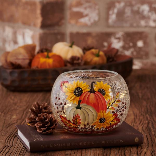 Home Essentials Sunshine & Pumpkins Lighted Bowl - image 