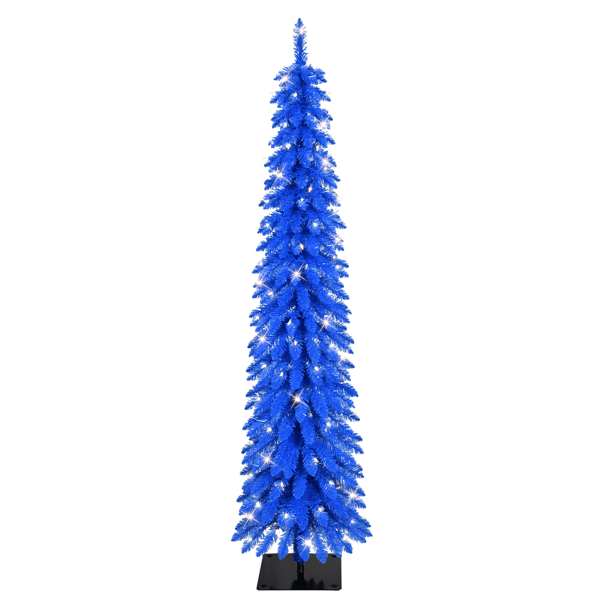 Puleo International Pre-Lit Blue Alpine Pencil Christmas Tree - image 