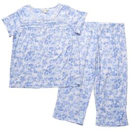 Womens Laura Ashley&#40;R&#41; Short Sleeve Floral Capri Pajama Set