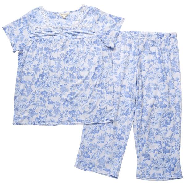 Womens Laura Ashley&#40;R&#41; Short Sleeve Floral Capri Pajama Set - image 