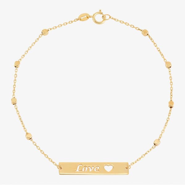 Gold Classics&#8482; Love w/ Cutout Heart Beaded Tin Cup Bracelet