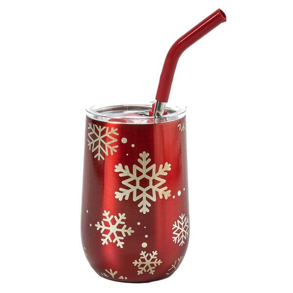 Gourmet Home 14oz. Red Snowflake Wine Tumbler - image 