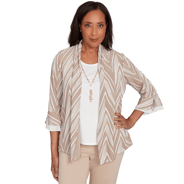 Womens Alfred Dunner Urban Legend Chevron Two In One Blouse