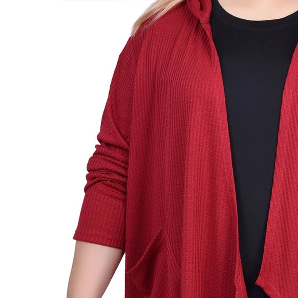 Plus Size NY Collection Long Sleeve Thermal Hooded Cardi