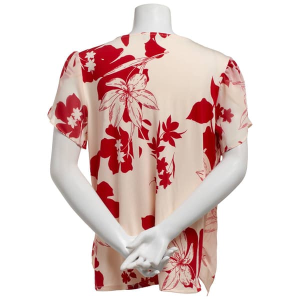 Womens Sara Michelle Tulip Sleeve Chiffon Layered Blouse