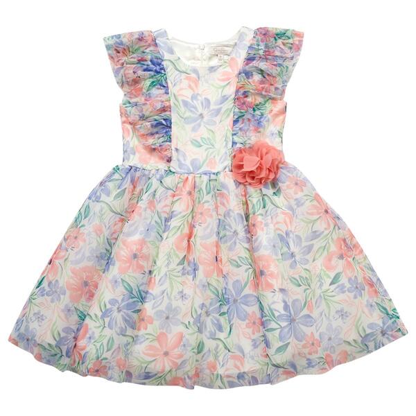 Girls &#40;7-12&#41; Jessica Simpson Floral Mesh Dress w/ 3D Flower - image 