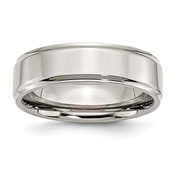 Mens Gentlemen's Classics&#40;tm&#41; Alluring Ridged Edge Wedding Band - image 