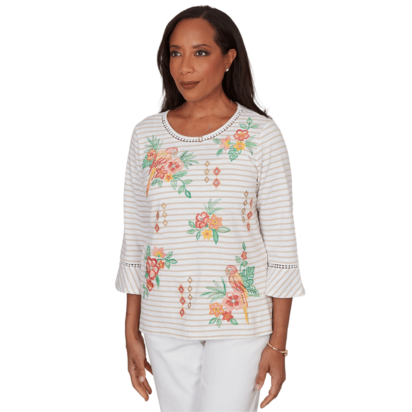 Womens Alfred Dunner Resort Living Tropical Stripe Blouse