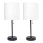 LimeLights Black Stick Lamp w/Charging Outlet & Shade - Set of 2 - image 9