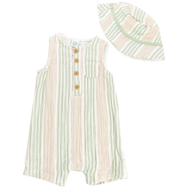 Baby Girl (3-12M) Little Me Striped Romper with Hat - image 