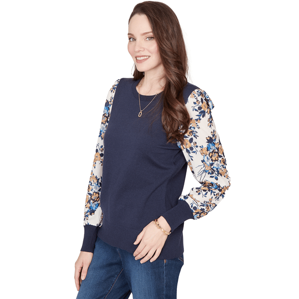Womens Emaline Golden Nautica Floral Long Sleeve Sweater