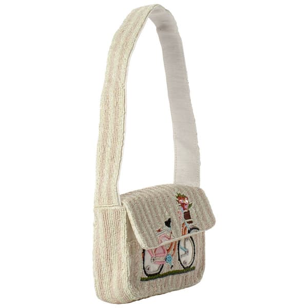 SOL and MER Beaded Bicycle Baguette Shoulder Bag