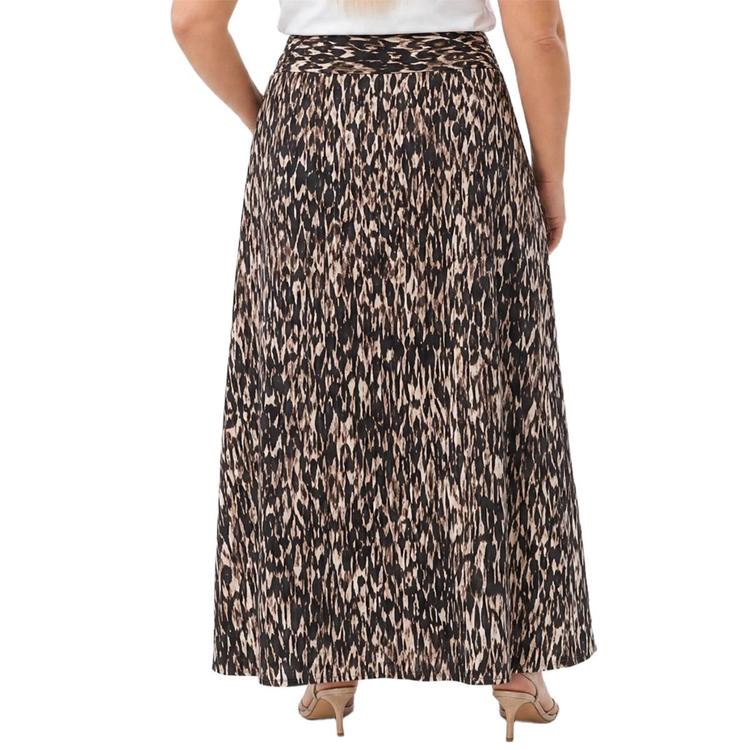 Plus Size NY Collection Tie Waist Brown Pelage Maxi Skirt