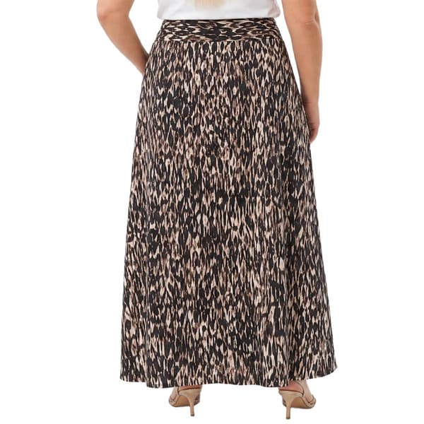 Plus Size NY Collection Tie Waist Brown Pelage Maxi Skirt