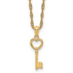 Gold Classics(tm) Yellow Gold 3D Heart Key Pendant Necklace