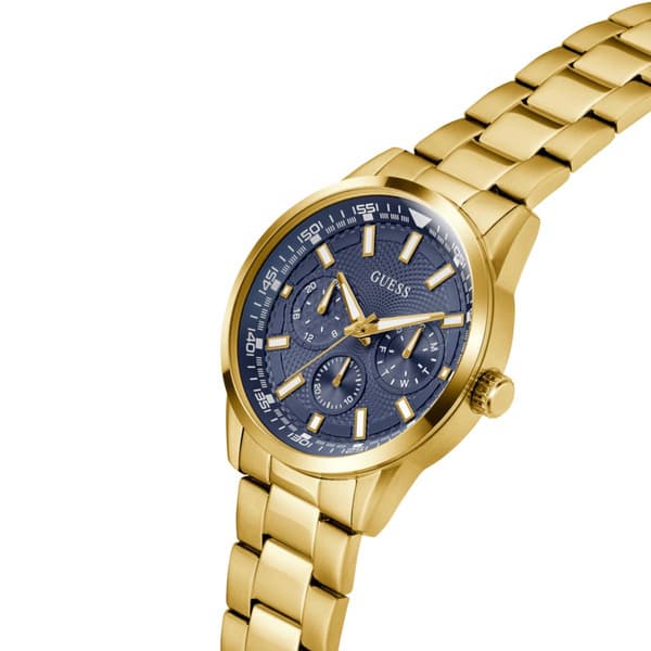 Mens Guess Gold-Tone Indigo Sunray Dial Quartz Watch - GW0963G2