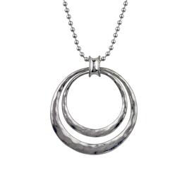 Roman Bella Uno Silver-Tone Circle Pendant Necklace