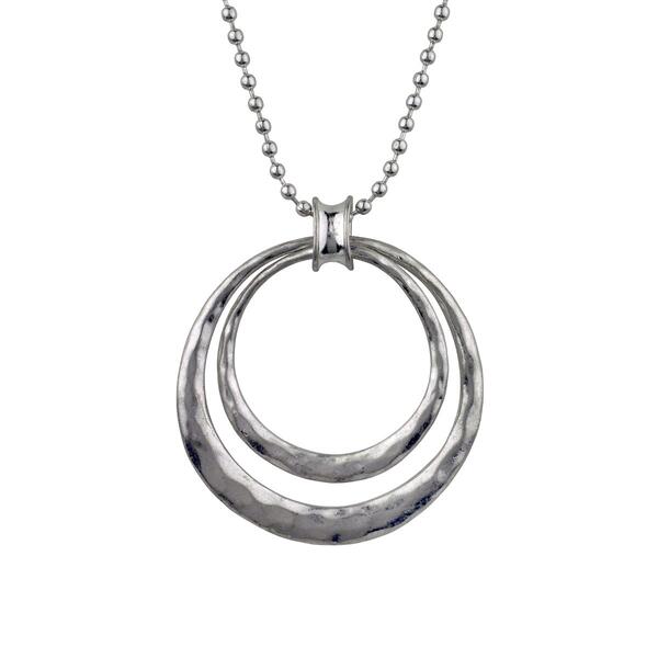 Roman Bella Uno Silver-Tone Circle Pendant Necklace - image 