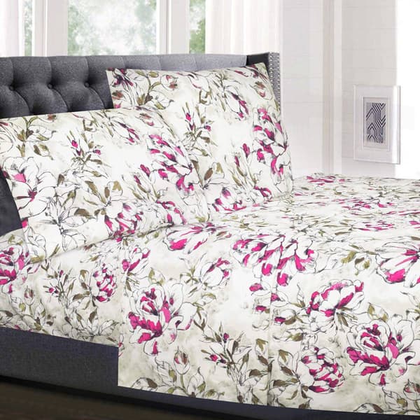 Sweet Home Collection 4pc. Dolce Floral Microfiber Sheet Set - image 