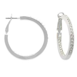 Freedom Nickel-Free Silver-Tone In & Out Crystal Hoop Earrings