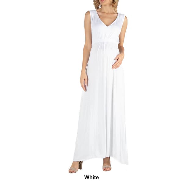 Womens 24/7 Comfort Apparel V-Neck Maternity Maxi Dress