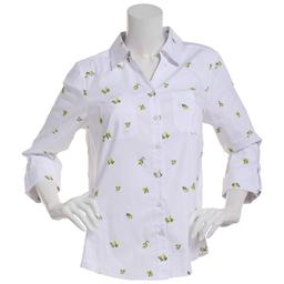Womens Emily Daniels 3/4 Sleeve Lemon Casual Button Down