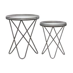 9th & Pike® Round Industrial Metal Accent Table - Set Of 2