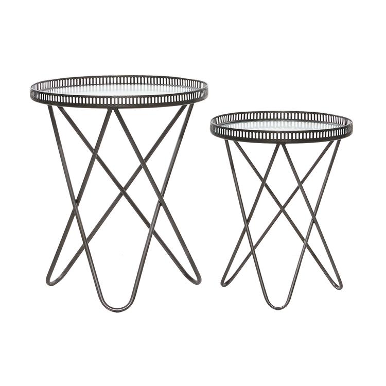 9th & Pike® Round Industrial Metal Accent Table - Set Of 2