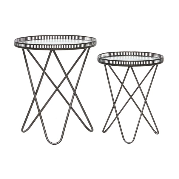 9th & Pike&#174; Round Industrial Metal Accent Table - Set Of 2