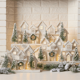 Melrose 23in. LED Flocked Winter Village Display