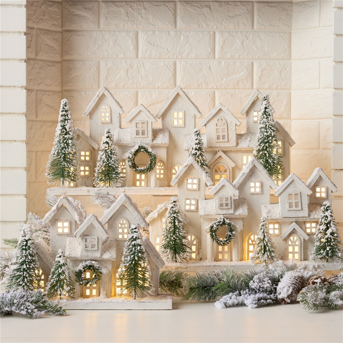 Melrose 23in. LED Flocked Winter Village Display