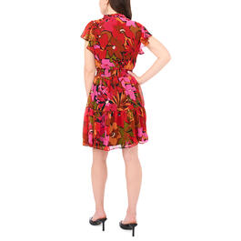 Petite MSK Flutter Sleeve Floral Chiffon Smock Waist A-Line Dress