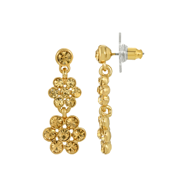 1928 Jewelry Light Topaz Flower Drop Earrings - image 