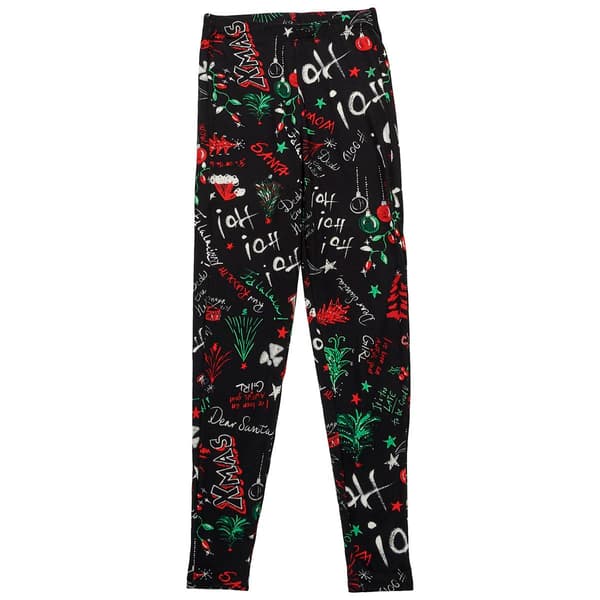Girls &#40;7-16&#41; Jolie & Joy Christmas Graffiti Leggings - image 
