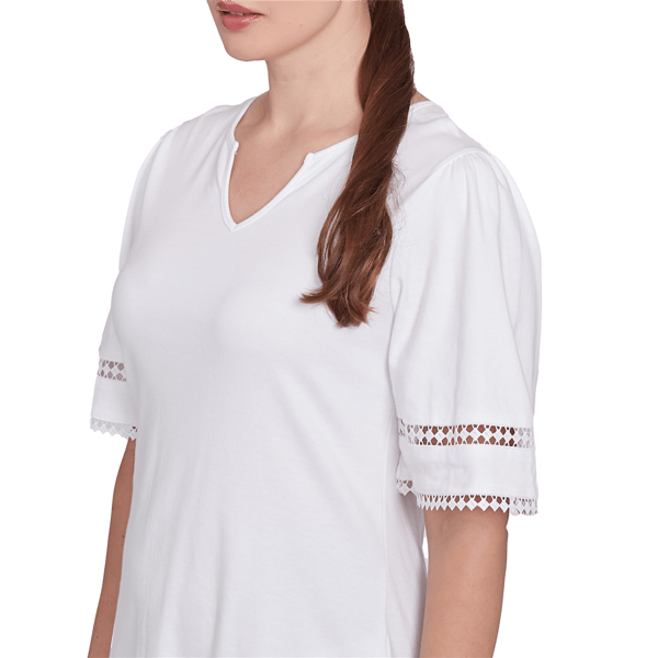Petite Ruby Rd. Americana Chic Solid Diamond Trim Tee