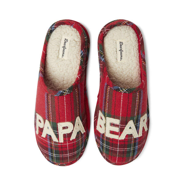 Mens Dearfoams&#40;R&#41; Papa Bear Plaid Clog Slippers - image 