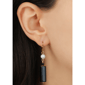 1928 Gold-Tone Faux Pearl Rectangular Semi-Precious Bead Earring - image 2