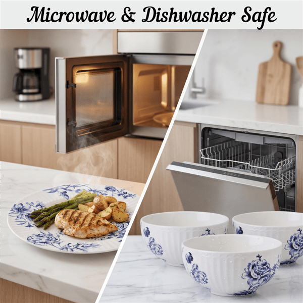 222 Fifth Cassian Embossed Toile Blue 12pc. Dinnerware Set
