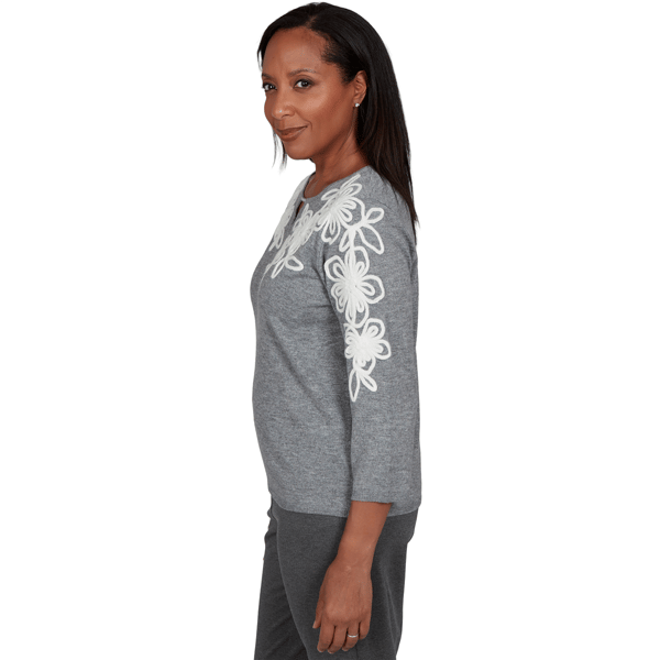 Womens Alfred Dunner Regent Street Floral Soutache Sweater