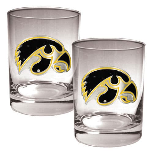 NCAA Iowa Hawkeyes 2pc. Rocks Glass Set