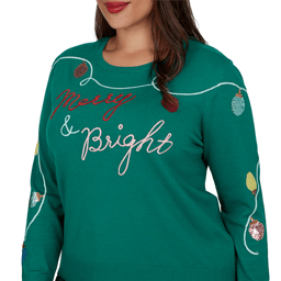 Plus Size Ruby Rd. Happy Holidays Merry & Bright Sweater
